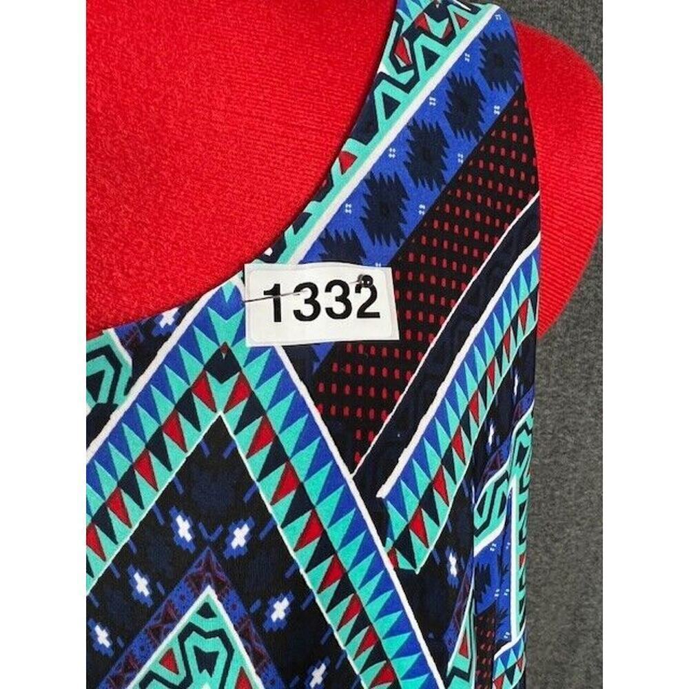 Espresso Multi Color Geometric Layered Top Knee Length Dress Large - Picture 7 of 7